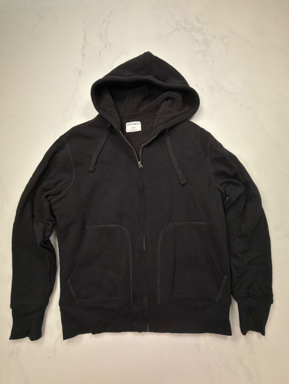 Old Navy Hoodie Sweatshirt Black 2010s Minimalist Streetwear - Mens M